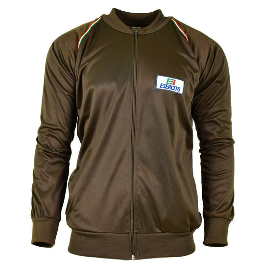 Italian military sports jacket with zipper Brown