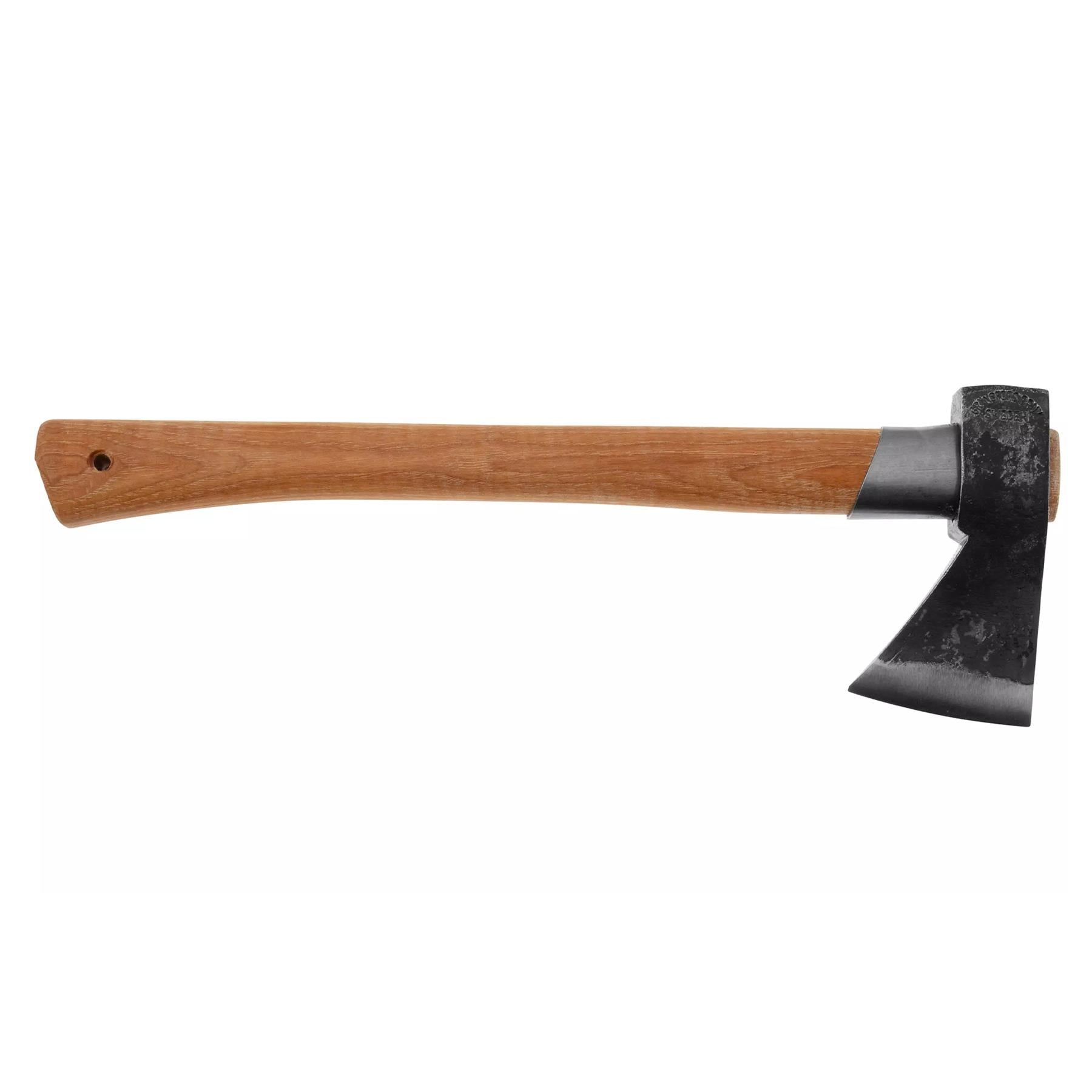 Gransfors Outdoor Axe 425 išgyvenimo kirvis iš anglies plieno su hikorio medienos rankena stovyklaai ir malkų skaldymui.