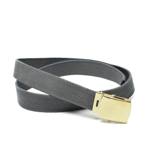 Army casual gray belt with gold buckle