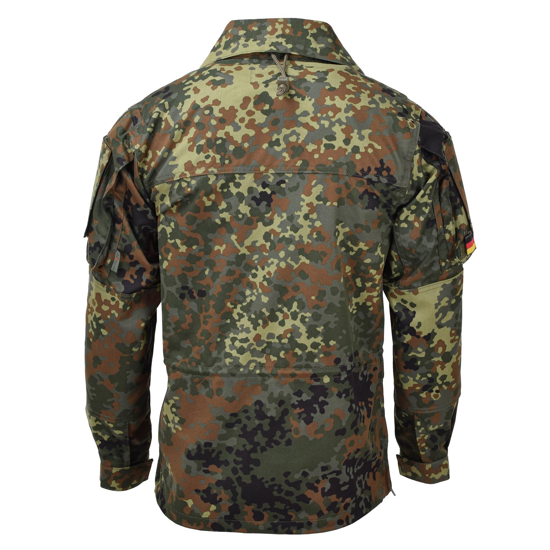 Leo Kohler karinis švarkas su užtrauktuku Flecktarn marginimo, patvarus ir universalus lauko drabužis.