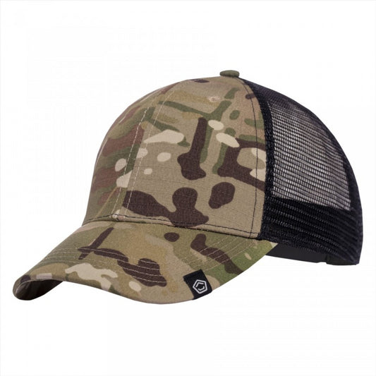PENTAGON Era Trucker taktinė kepurė Multicam marginimo, Ripstop audinys, kvėpuojanti tinklinė nugarėlė, reguliuojama, 6 panelių.