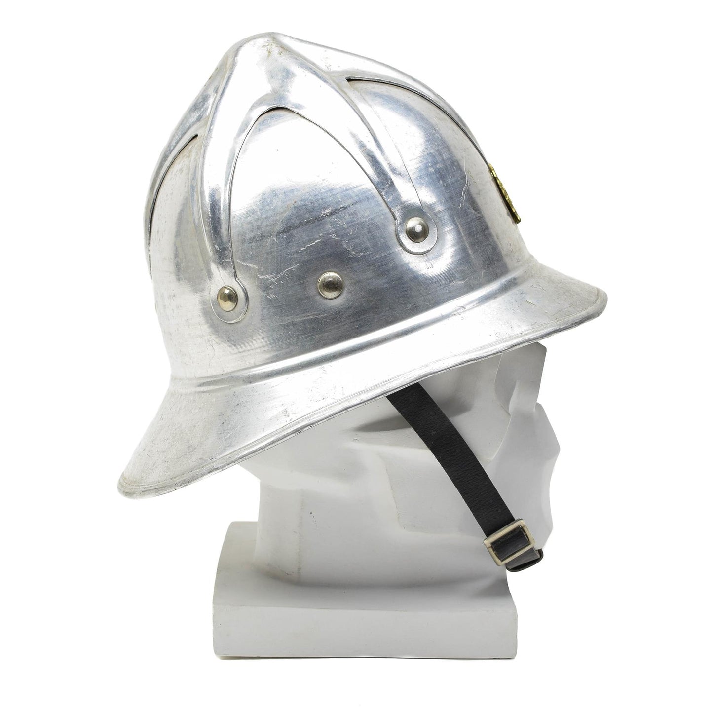 Yugoslavian firefighter's aluminum helmet in gray color