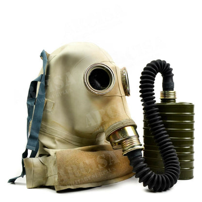 Polish military vintage SR1 gas mask with hose and filter