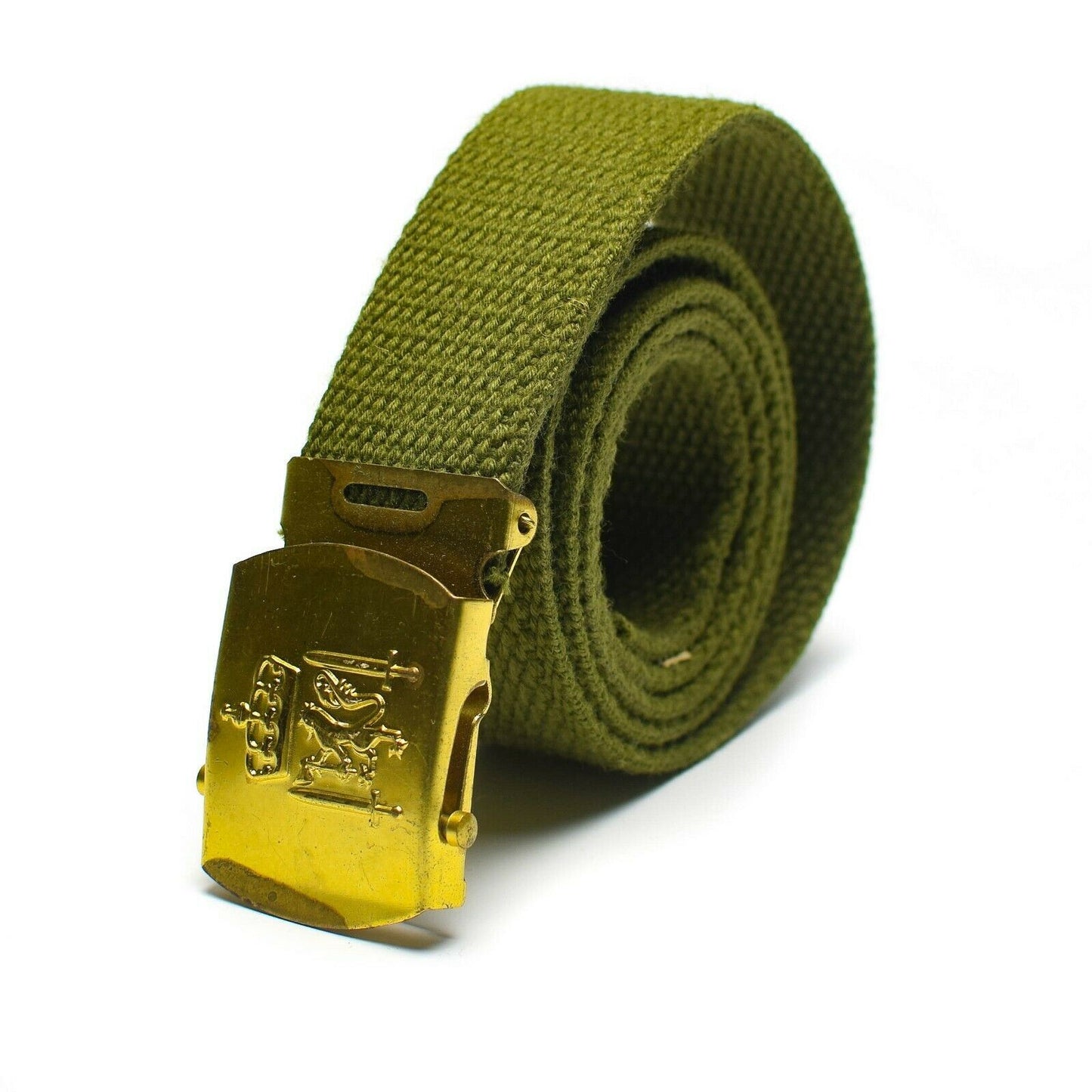 Danish army military belt with gold buckle