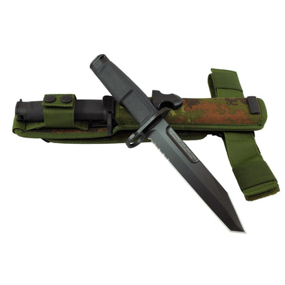 ExtremaRatio tactical bayonet with ergonomic handle and camouflage holster