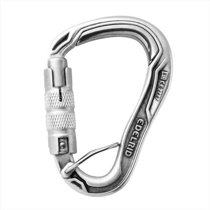 Edelrid HMS Bulletproof Triple FG Eco karabinas su triguba spyna ir plieniniu įdėklu ilgaamžiškumui.