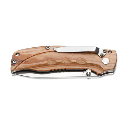 BOKER Pakka Hunter pocket knife 440B steel wooden handle