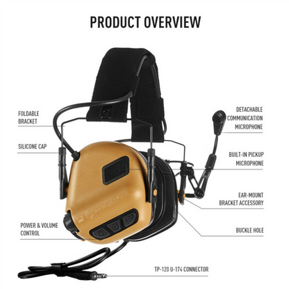 EARMOR M32 Plus elektroninės klausos apsaugos ausinės alyvuogių