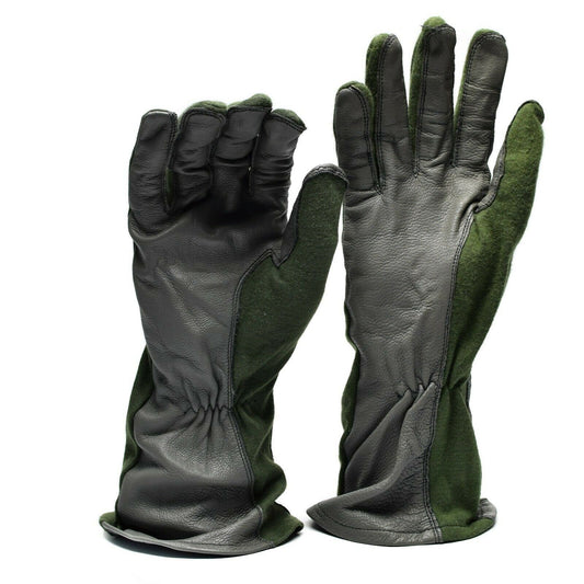 Dutch Army Fire Resistant Leather Gloves Olive