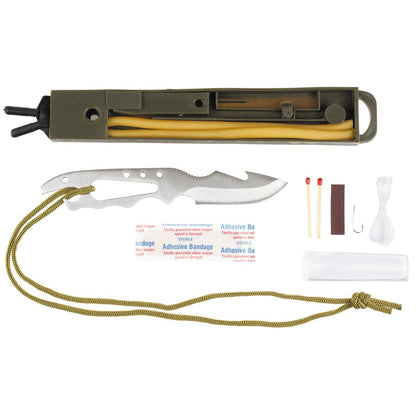 MFH Jungle II Fixed Blade Survival Knife with Survival Kit and Sheath