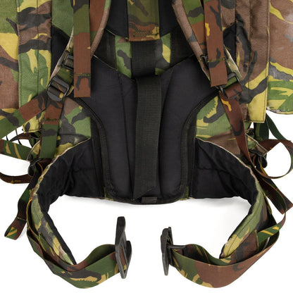 Dutch army tactical hiking backpack 60 liter capacity Woodland print