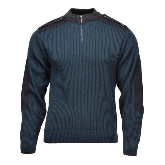 Dutch army sweater with a quarter zip in blue