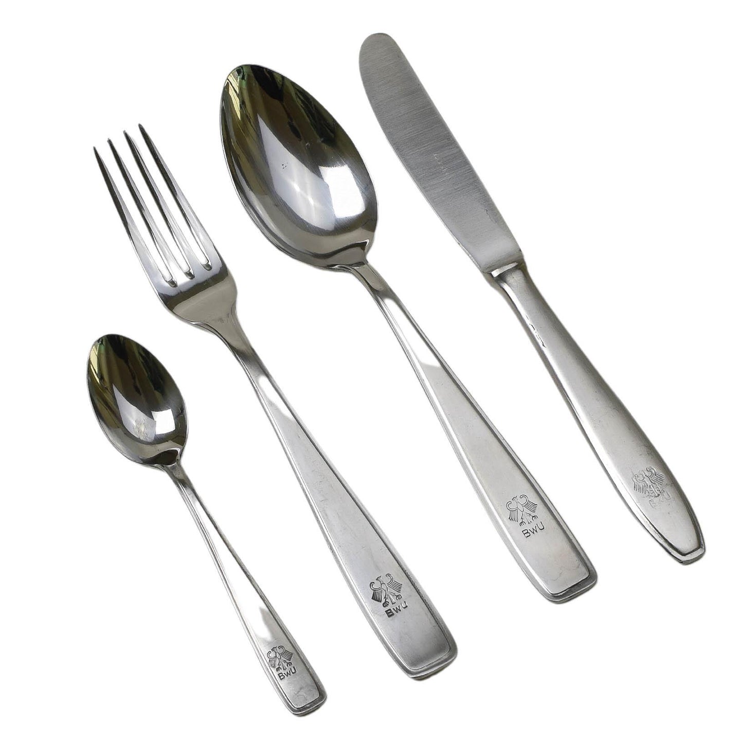 German army eating utensils and tableware set with trays