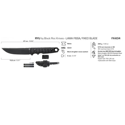 Fox Knives FKMD RYU tactical modified tanto type fixed blade knife