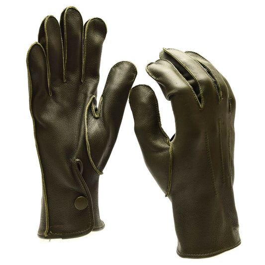 German police force leather gloves in olive color