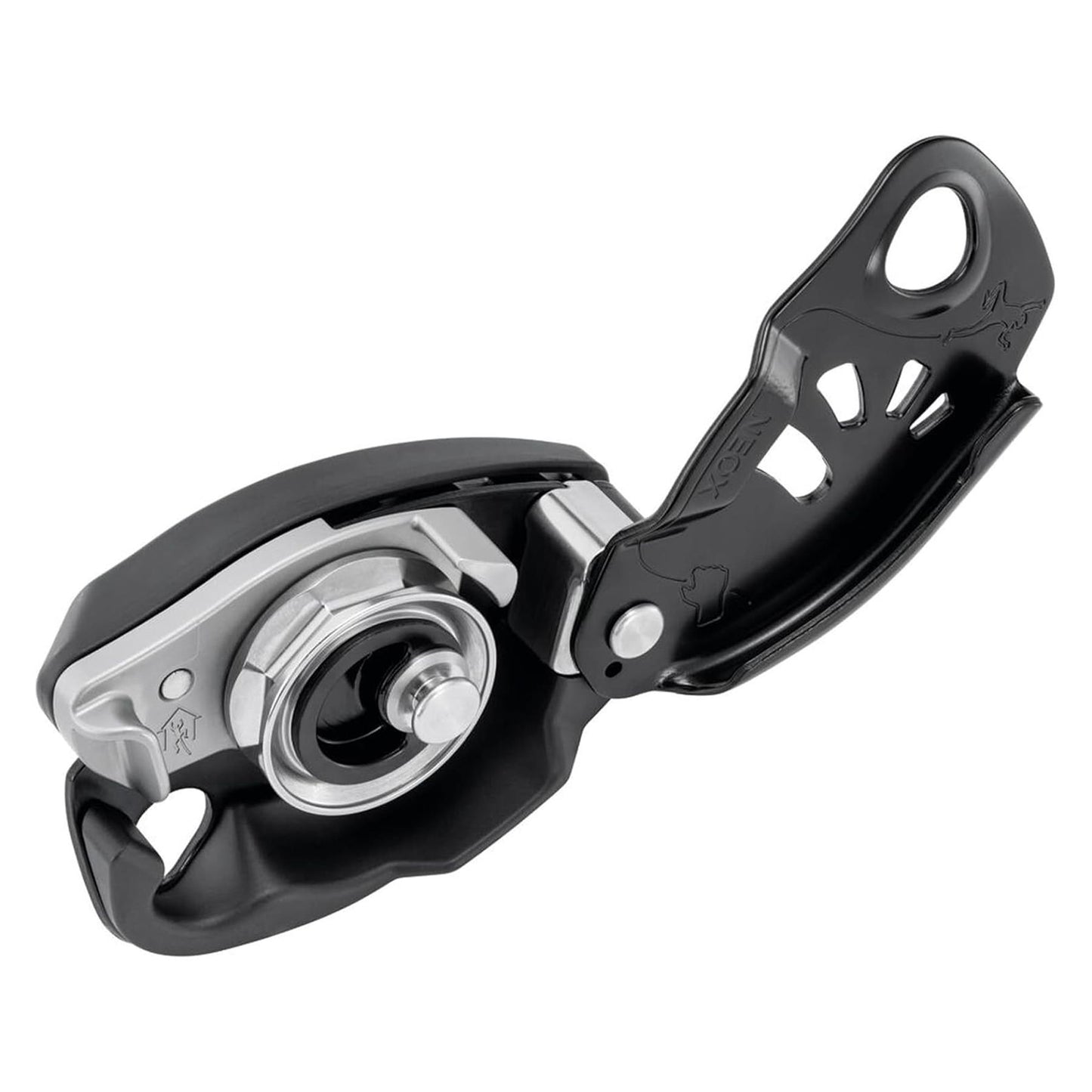 PETZL NEOX laipiojimo įrenginys su asistiniu stabdymu, ergonomiškas ir patikimas virvės valdymui laipiojant.