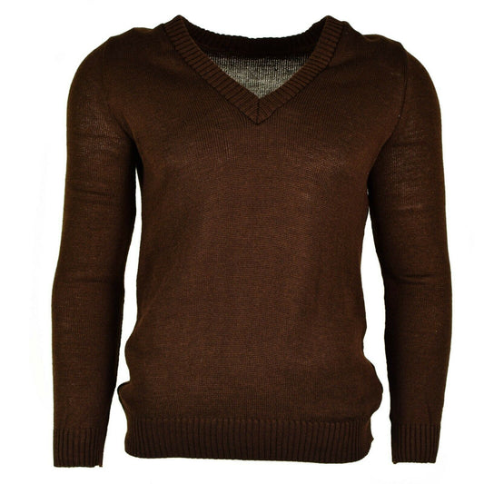 Bulgarian army sweater with a V-neck in brown color