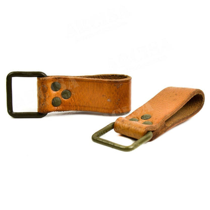 Czech army leather belt loop with metal buckle