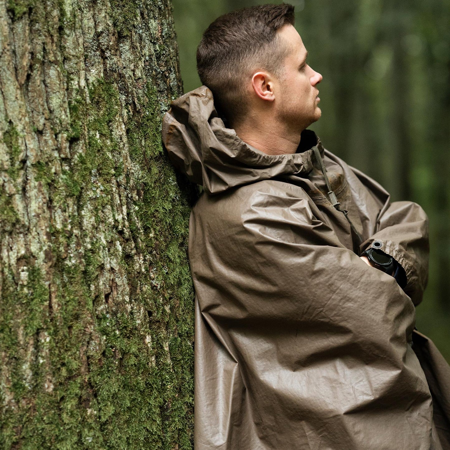 German army poncho with hood waterproof olive