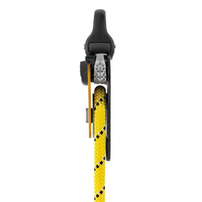 PETZL PRO TRAXION alpinizmo skriemulys su fiksatoriumi geltonas