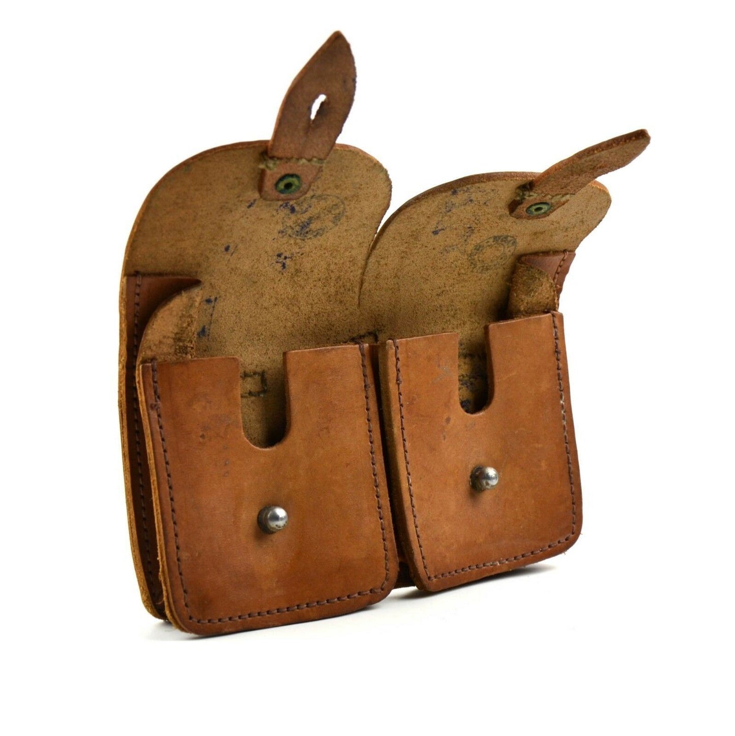 French army leather double magazine holster Brown