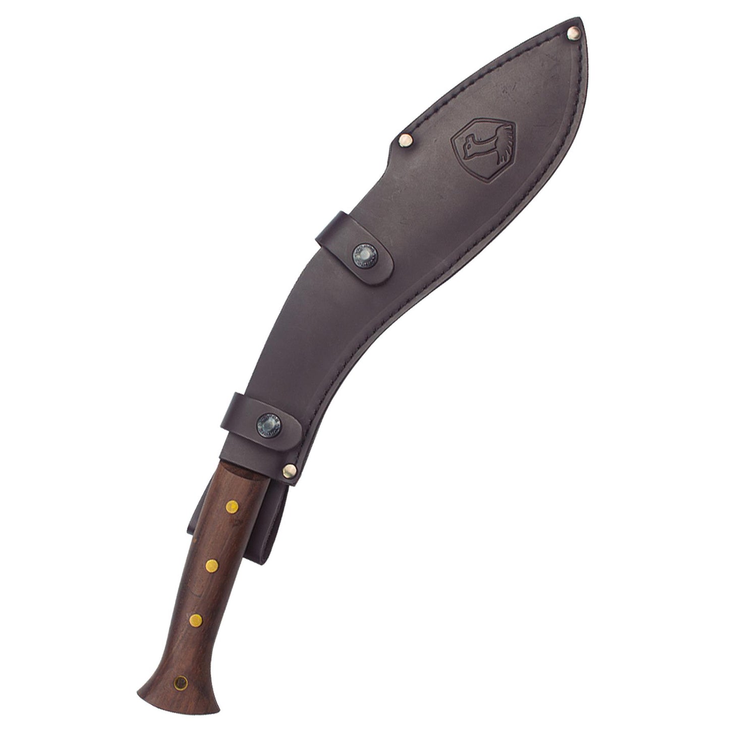 Condor King Kukri Large Curved Machete Carbon Steel Walnut Handle Leather Sheath