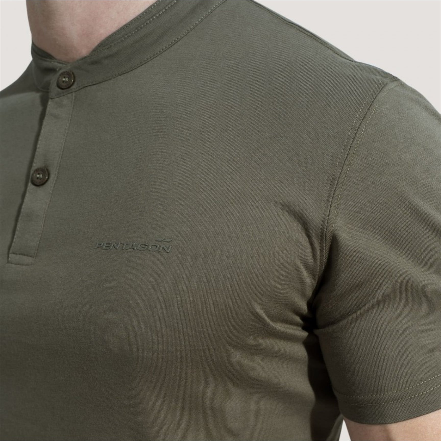 PENTAGON Romeo 2.0 Henley marškinėliai su kvapus mažinančia medžiaga, mandarinų apykaklė, aukštos kokybės medvilnė.