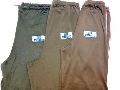 Italian army sweatpants with zippered pockets, brown