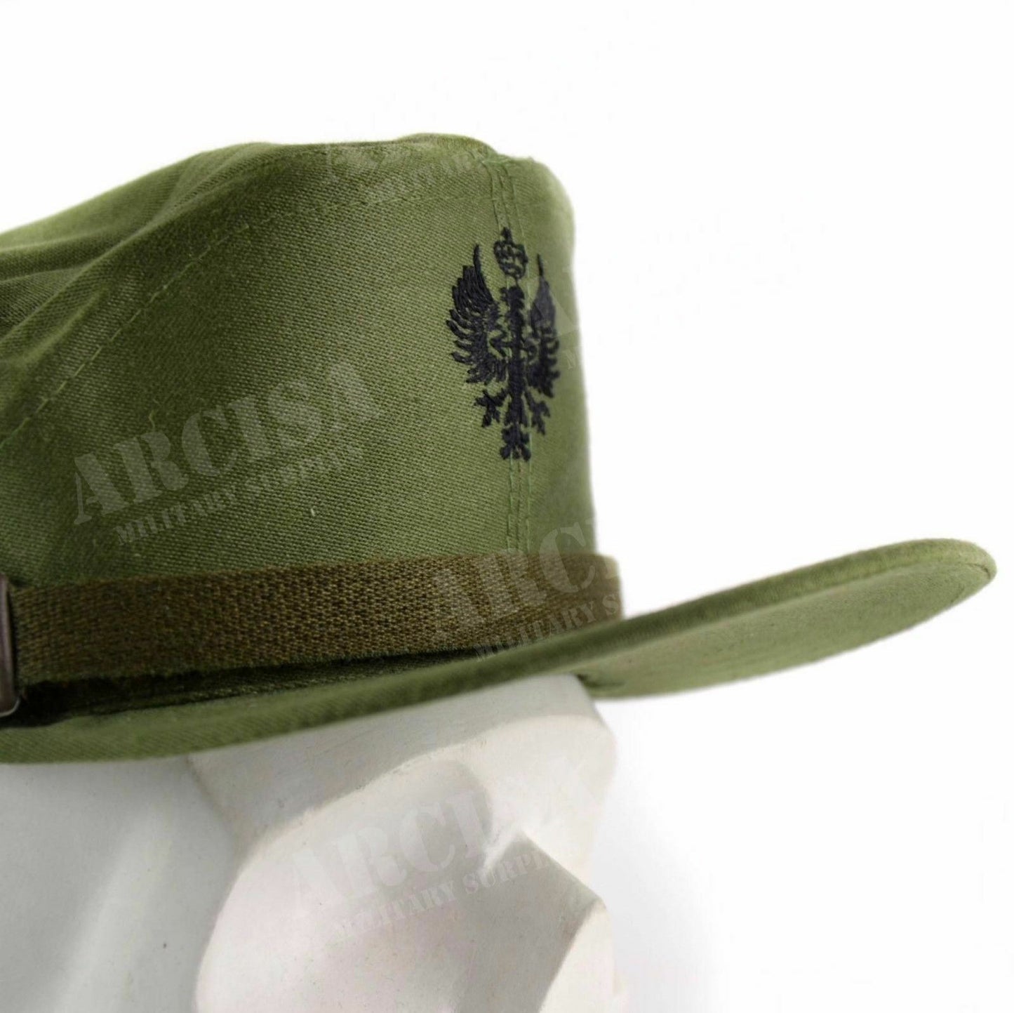 Spanish army hat with a beak, olive color