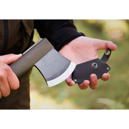 MORAKNIV ax with boron steel head and leather sheath