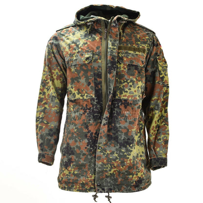 German army parka jacket with hood flecktarn